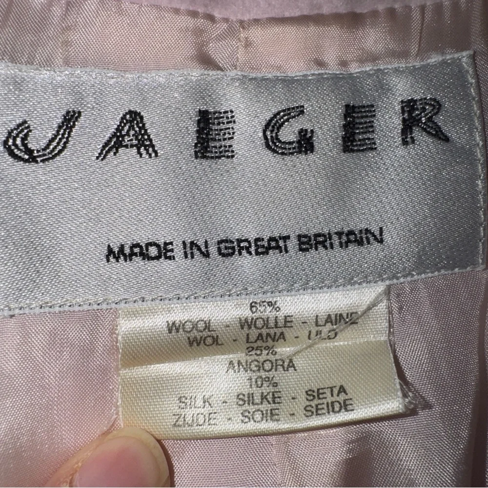 Jaegar Wool Silk Blend Pink 2 pc Skirt Suit Womens 10 Vintage British Luxury - Picture 8 of 16